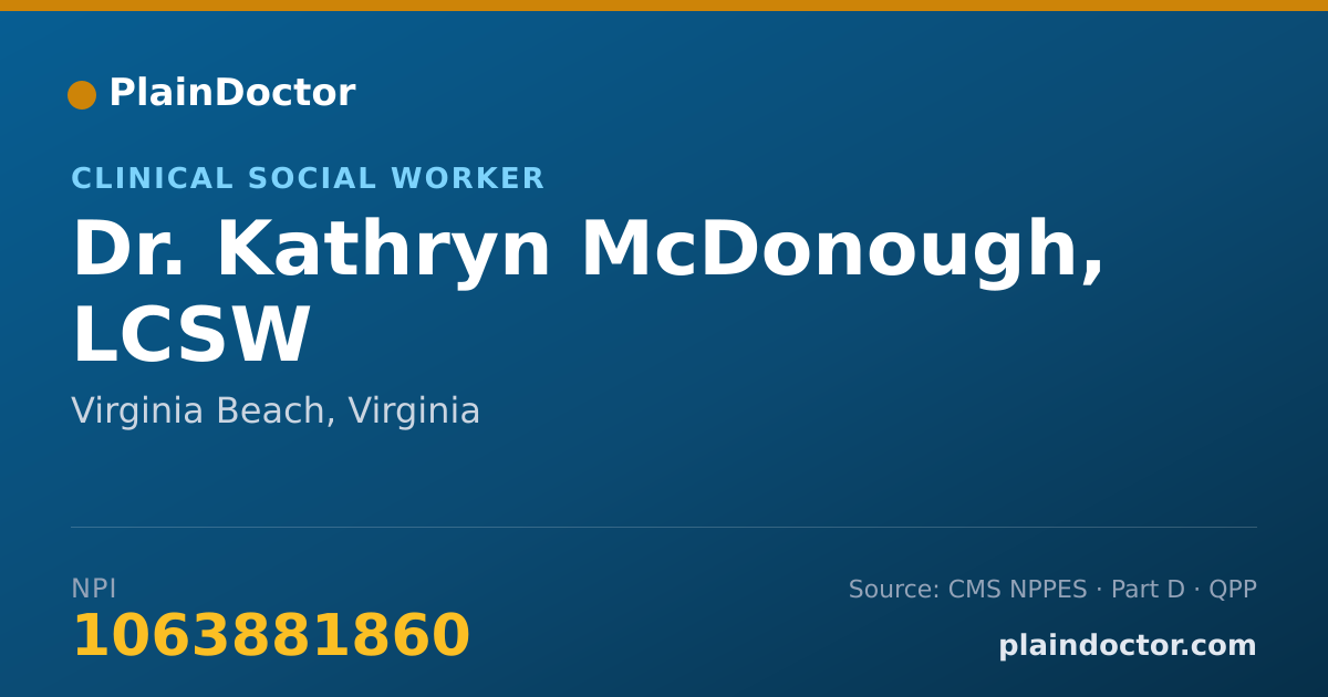 Shareable card for Kathryn McDonough, LCSW - Clinical Social Worker, Virginia Beach, VA