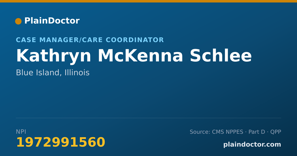 Shareable card for Kathryn McKenna Schlee - Case Manager/Care Coordinator, Blue Island, IL