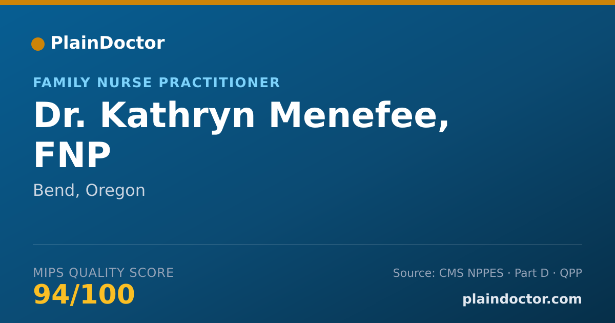 Shareable card for Kathryn Menefee, FNP - Family Nurse Practitioner, Bend, OR