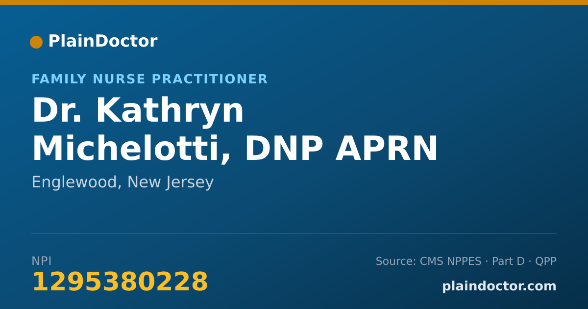 Shareable card for Kathryn Michelotti, DNP APRN FNP-BC CCRN - Family Nurse Practitioner, Englewood, NJ