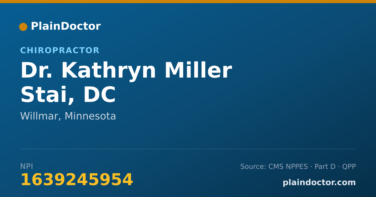 Shareable card for Kathryn Miller Stai, DC - Chiropractor, Willmar, MN