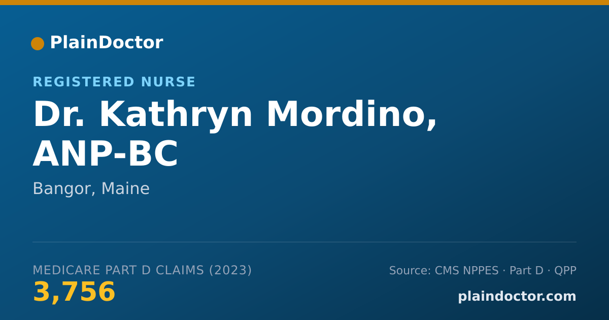 Shareable card for Kathryn Mordino, ANP-BC - Registered Nurse, Bangor, ME