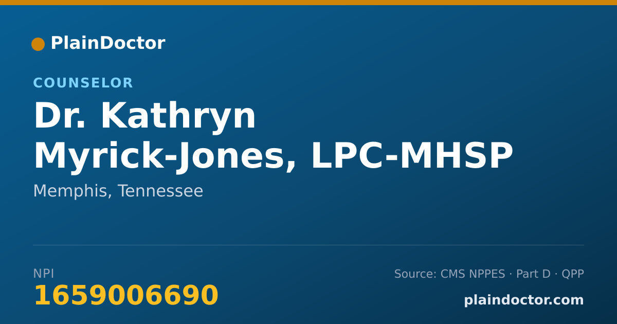 Shareable card for Kathryn Myrick-Jones, LPC-MHSP - Counselor, Memphis, TN