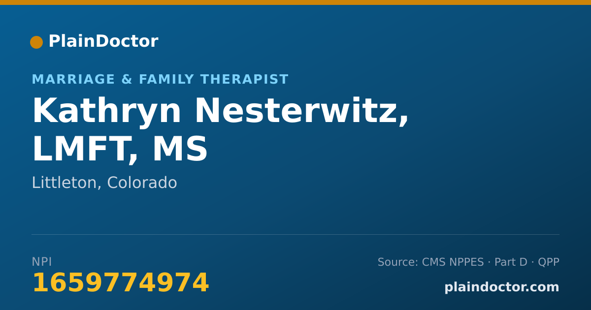 Shareable card for Kathryn Nesterwitz, LMFT, MS - Marriage & Family Therapist, Littleton, CO