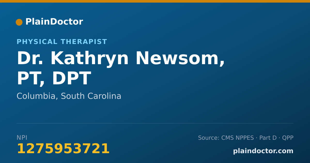 Shareable card for Kathryn Newsom, PT, DPT - Physical Therapist, Columbia, SC