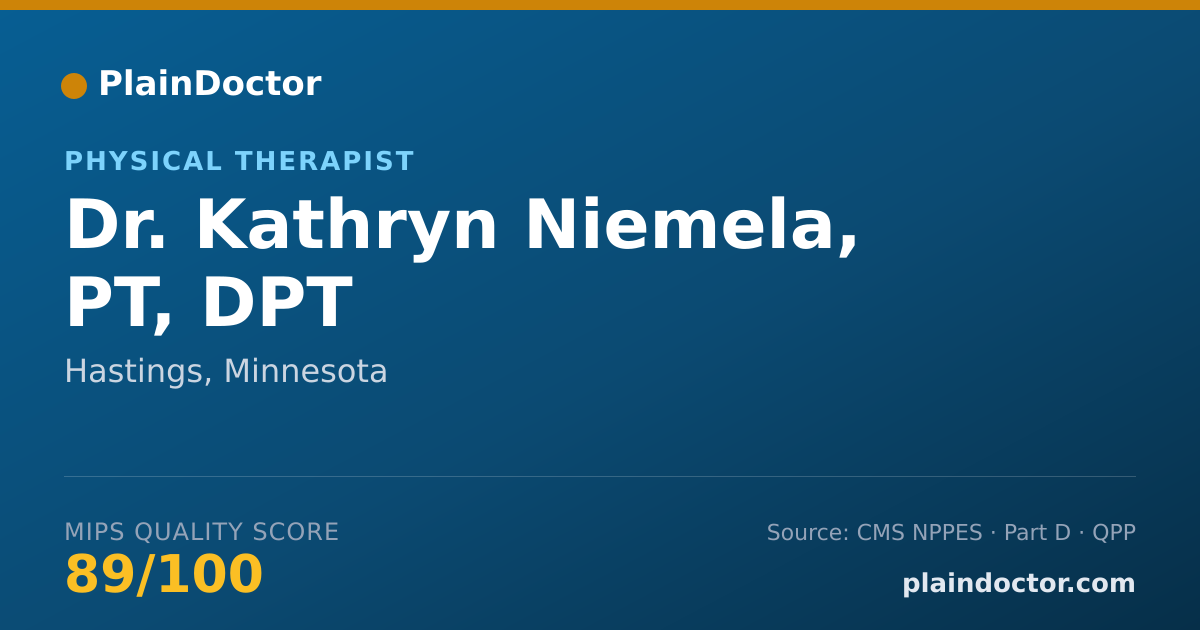 Shareable card for Kathryn Niemela, PT, DPT - Physical Therapist, Hastings, MN