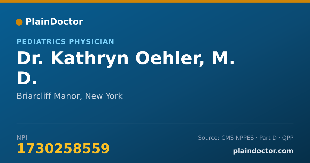 Shareable card for Kathryn Oehler, M. D. - Pediatrics Physician, Briarcliff Manor, NY