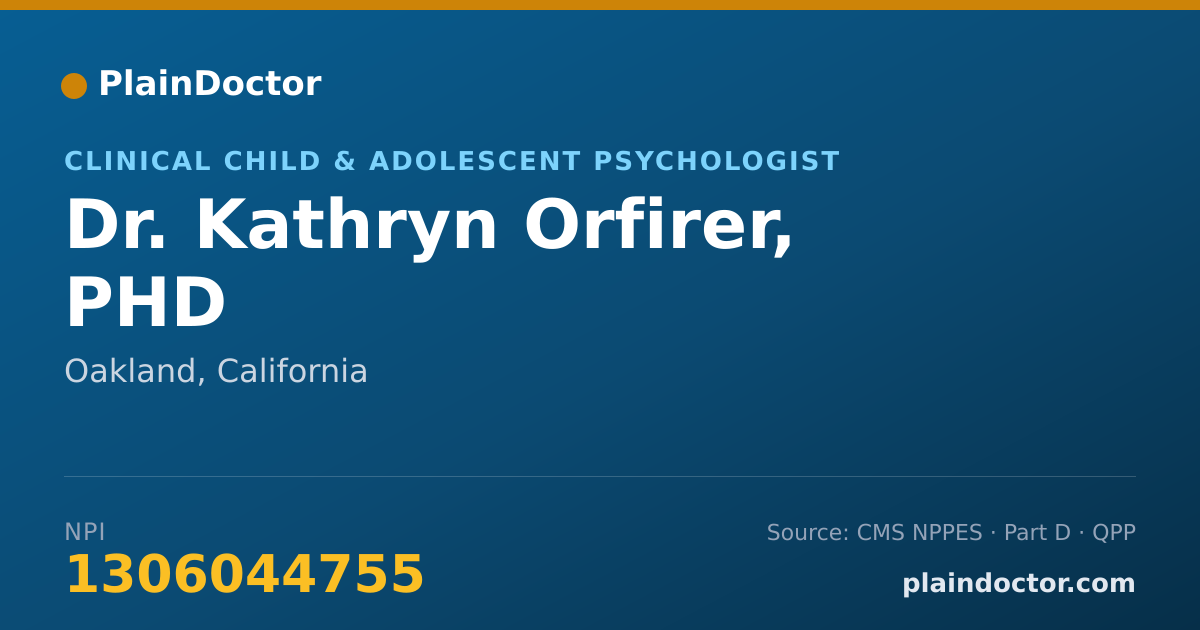 Shareable card for Kathryn Orfirer, PHD - Clinical Child & Adolescent Psychologist, Oakland, CA