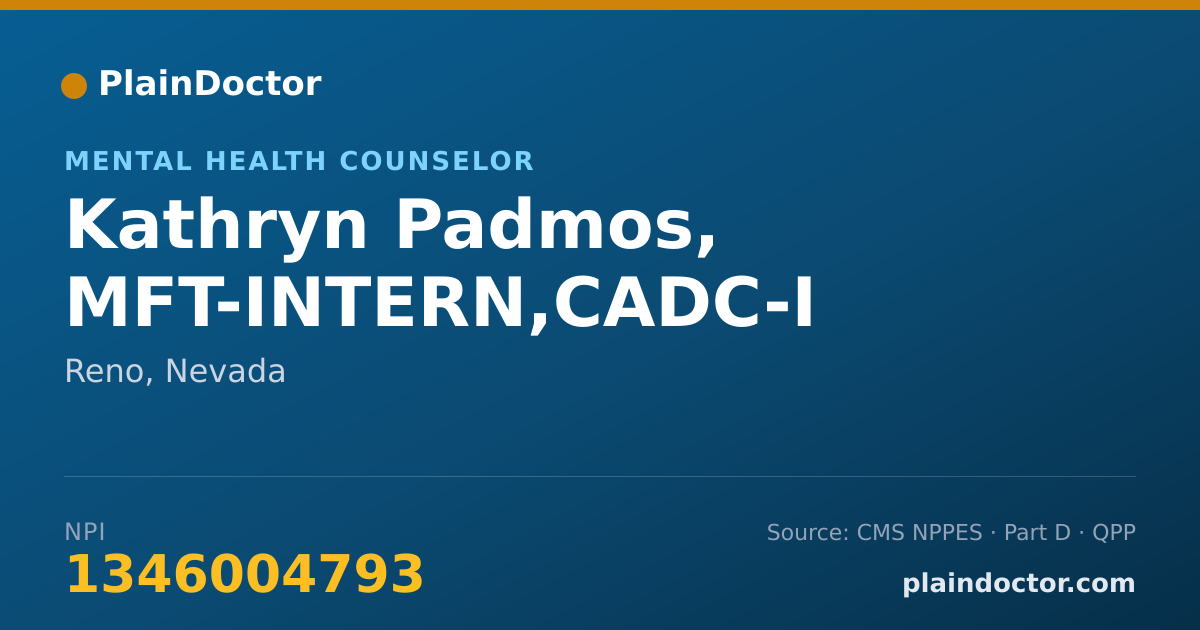 Shareable card for Kathryn Padmos, MFT-INTERN,CADC-I - Mental Health Counselor, Reno, NV
