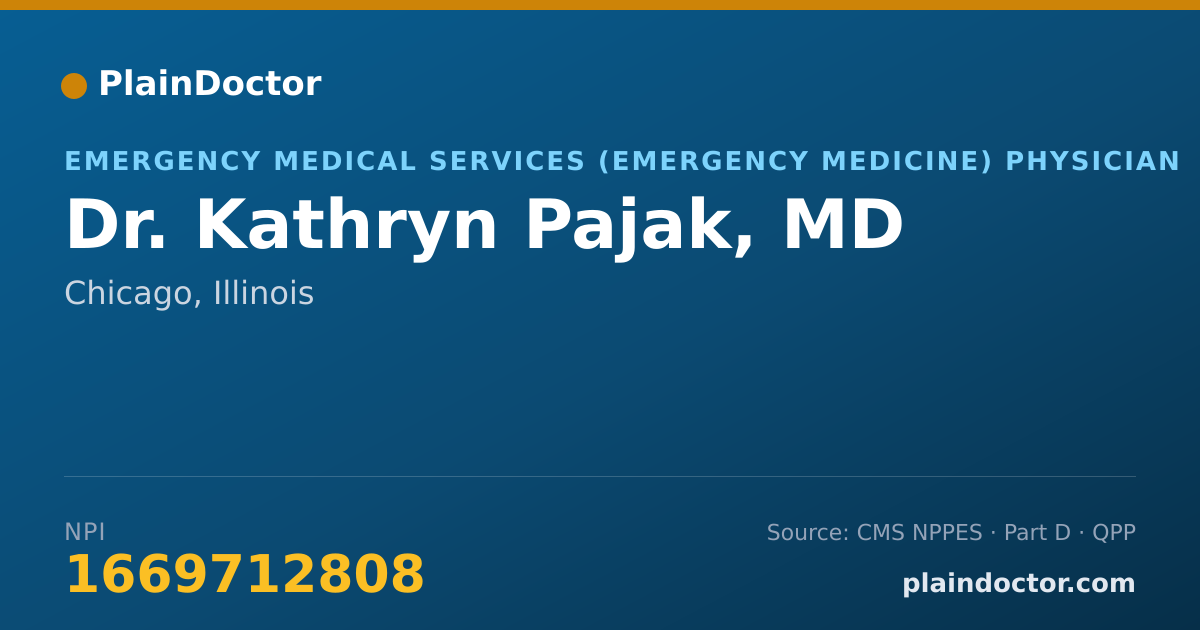 Shareable card for Kathryn Pajak, MD - Emergency Medical Services (Emergency Medicine) Physician, Chicago, IL