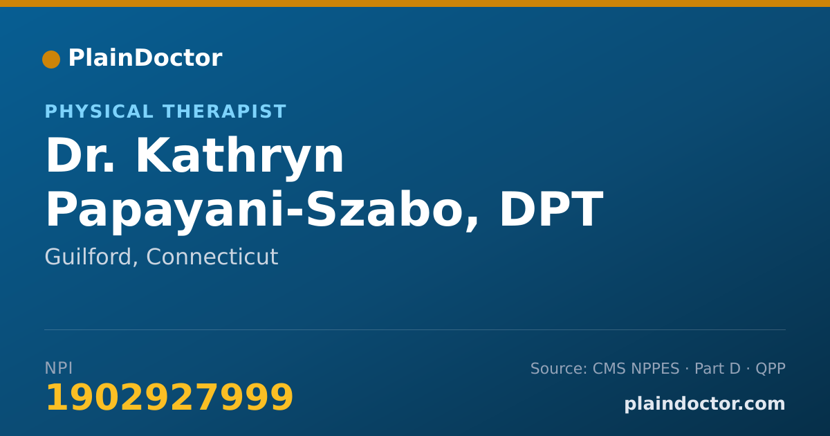 Shareable card for Kathryn Papayani-Szabo, DPT - Physical Therapist, Guilford, CT