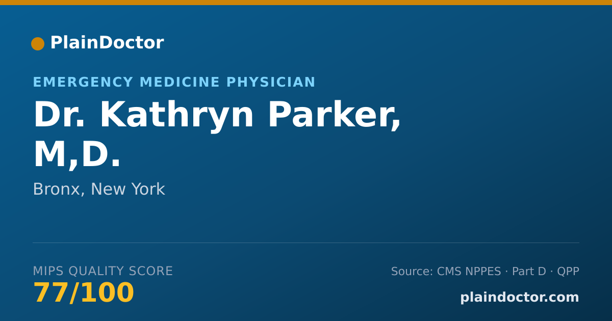 Shareable card for Kathryn Parker, M,D. - Emergency Medicine Physician, Bronx, NY