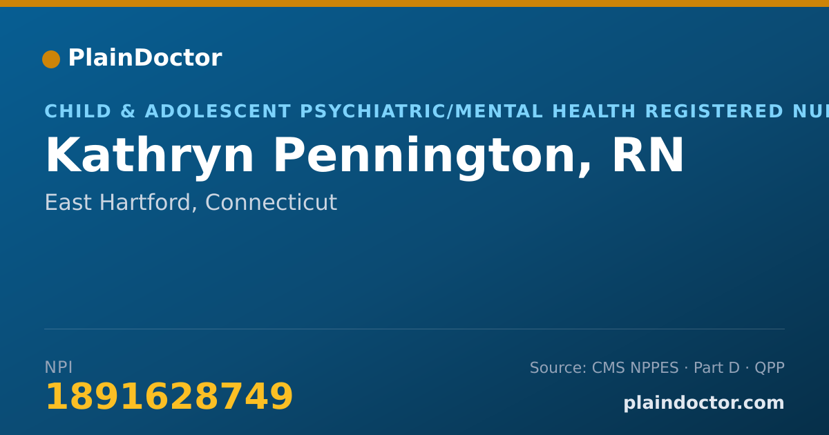 Shareable card for Kathryn Pennington, RN - Child & Adolescent Psychiatric/Mental Health Registered Nurse, East Hartford, CT