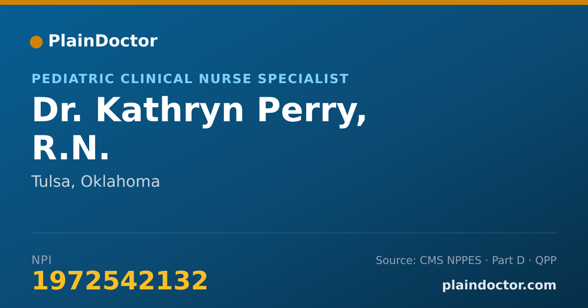Shareable card for Kathryn Perry, R.N. - Pediatric Clinical Nurse Specialist, Tulsa, OK
