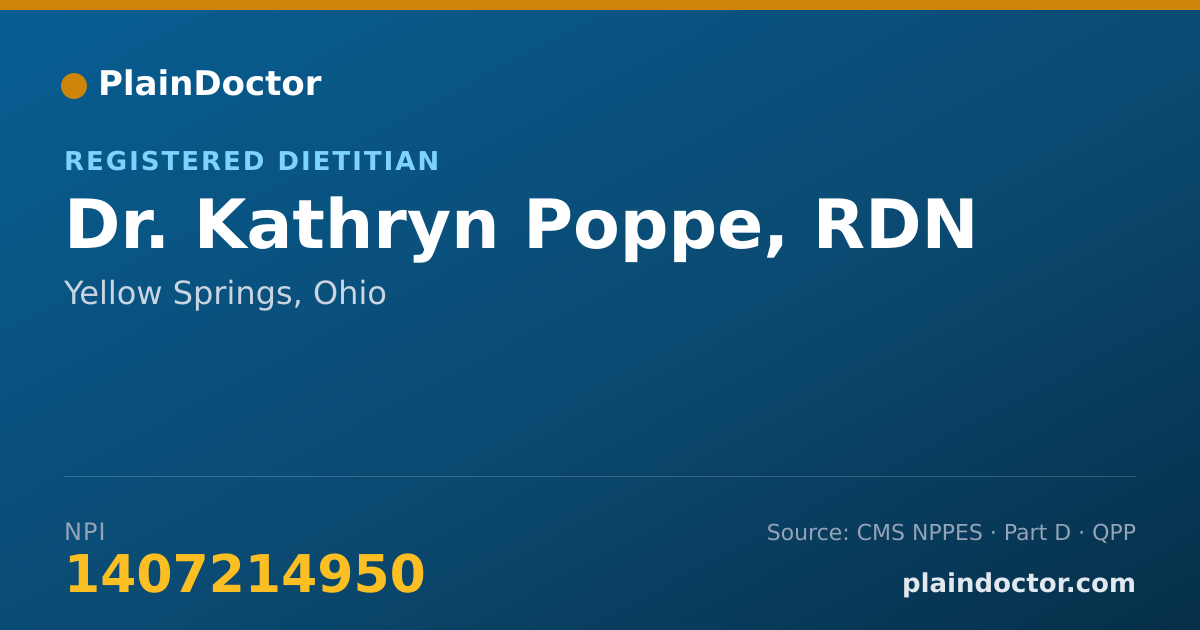 Shareable card for Kathryn Poppe, RDN - Registered Dietitian, Yellow Springs, OH
