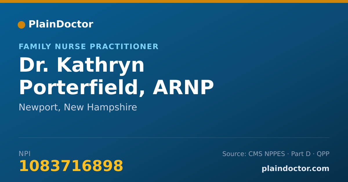 Shareable card for Kathryn Porterfield, ARNP - Family Nurse Practitioner, Newport, NH