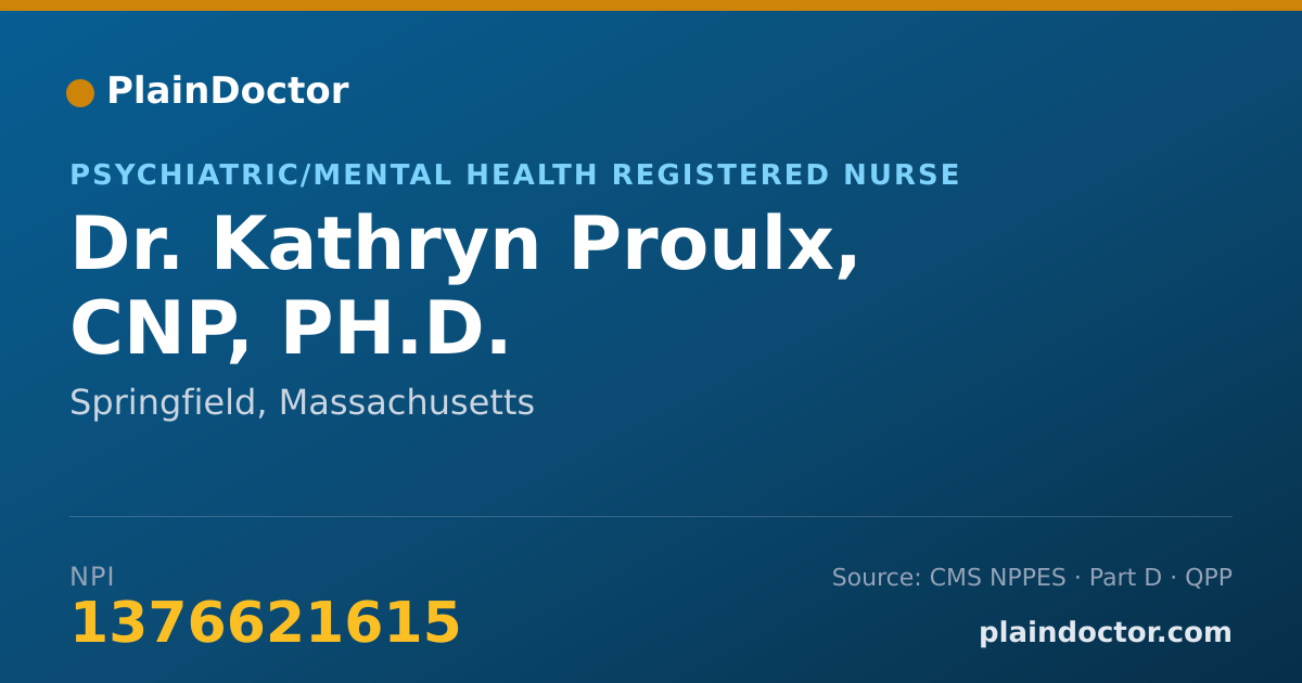 Shareable card for Kathryn Proulx, CNP, PH.D. - Psychiatric/Mental Health Registered Nurse, Springfield, MA