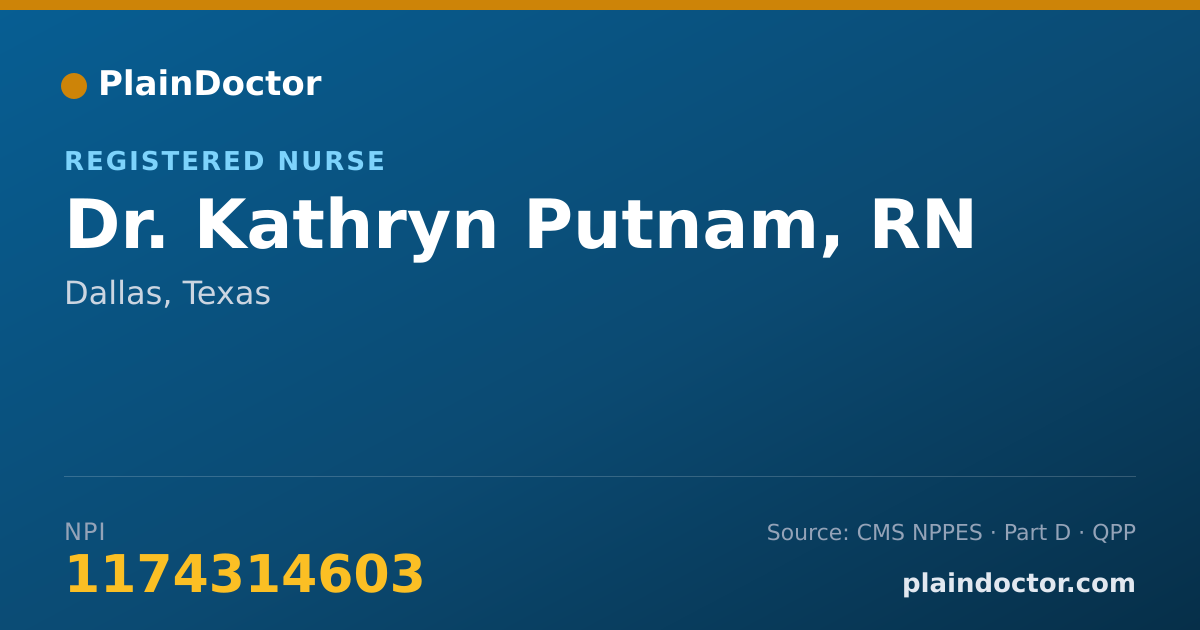 Shareable card for Kathryn Putnam, RN - Registered Nurse, Dallas, TX
