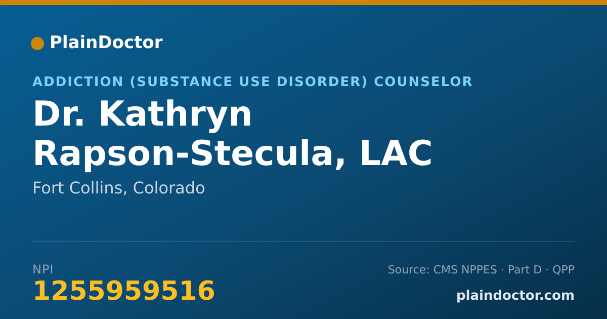 Shareable card for Kathryn Rapson-Stecula, LAC LPC - Addiction (Substance Use Disorder) Counselor, Fort Collins, CO