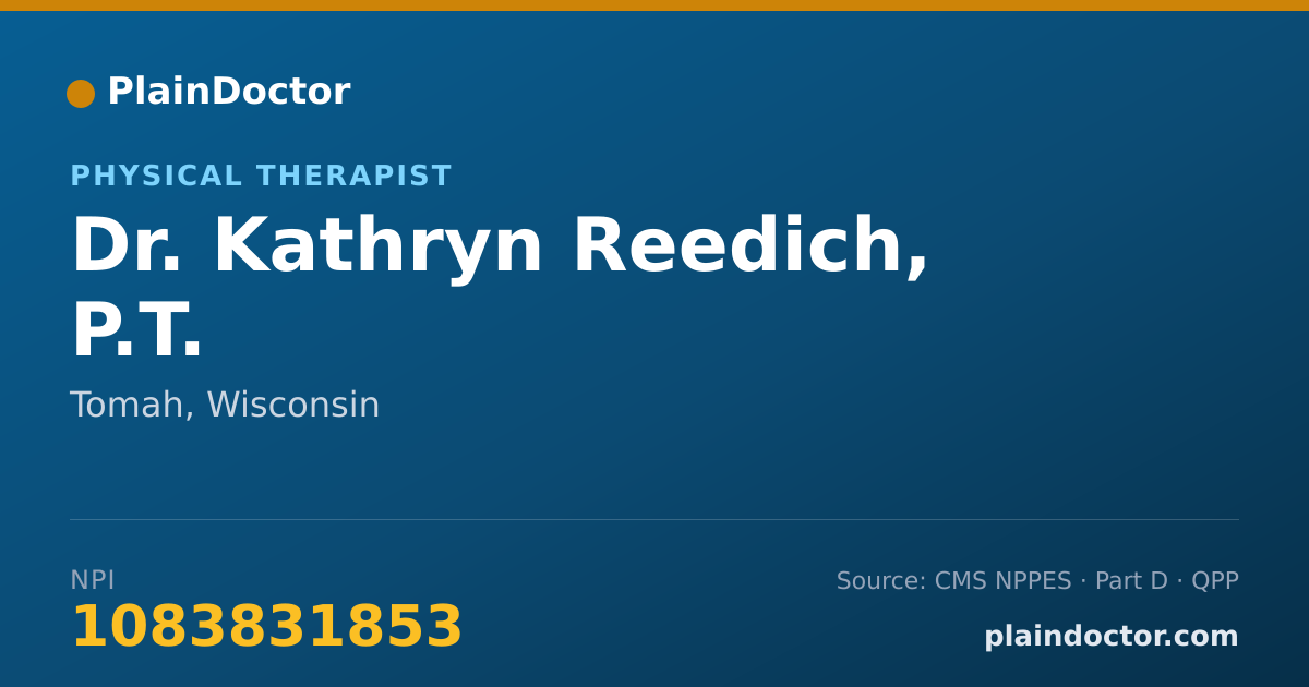 Shareable card for Kathryn Reedich, P.T. - Physical Therapist, Tomah, WI