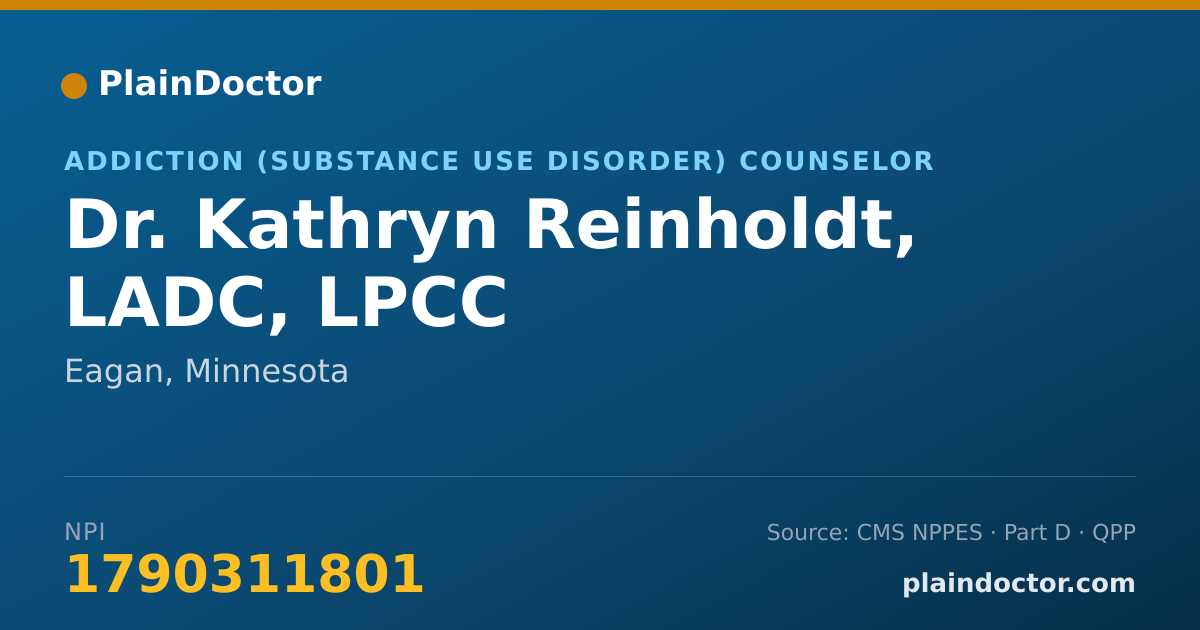 Shareable card for Kathryn Reinholdt, LADC, LPCC - Addiction (Substance Use Disorder) Counselor, Eagan, MN