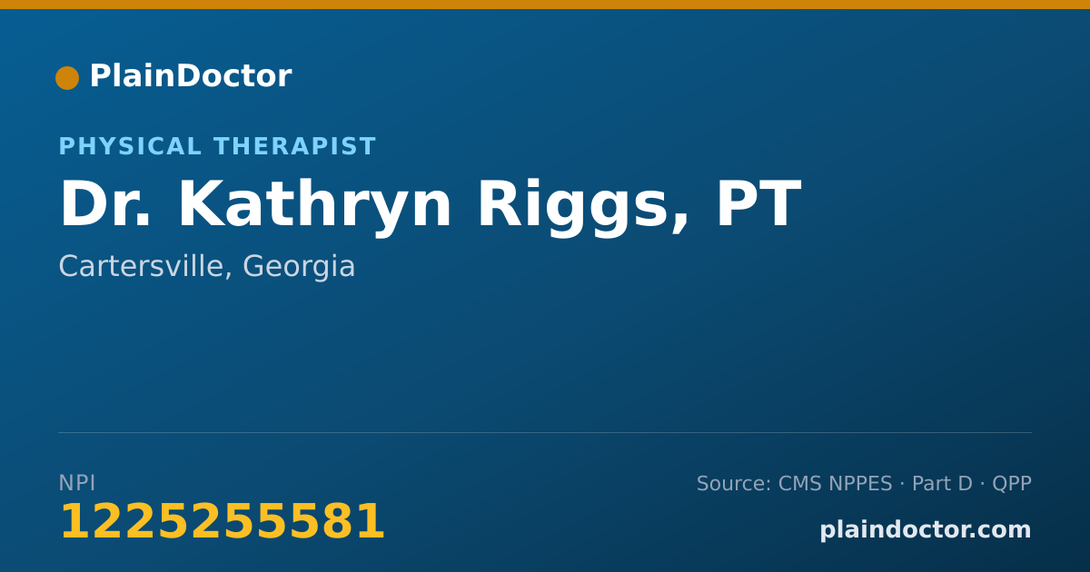 Shareable card for Kathryn Riggs, PT - Physical Therapist, Cartersville, GA