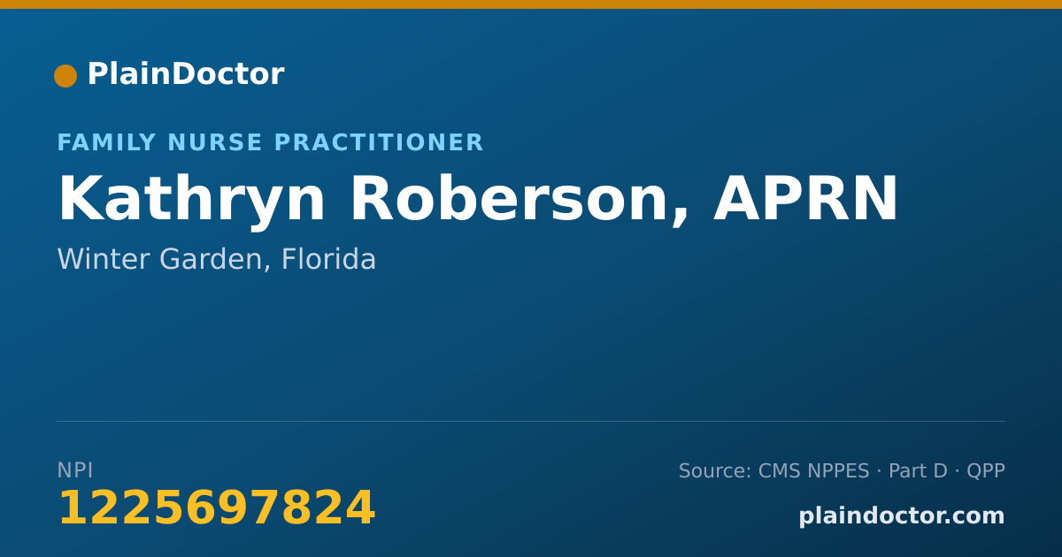 Shareable card for Kathryn Roberson, APRN - Family Nurse Practitioner, Winter Garden, FL