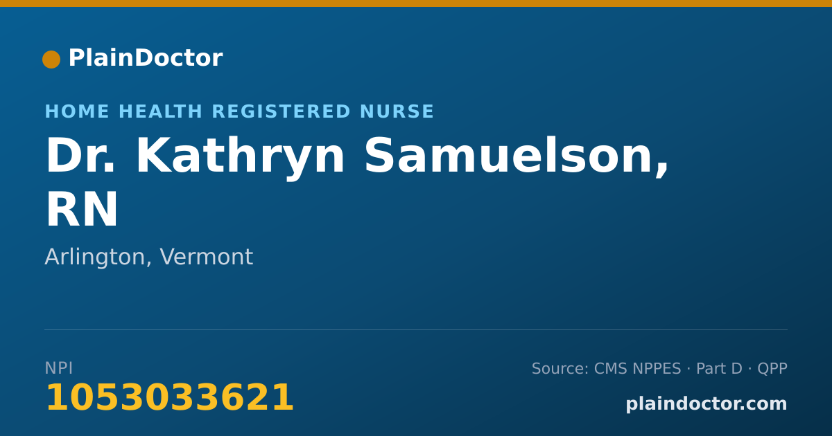Shareable card for Kathryn Samuelson, RN - Home Health Registered Nurse, Arlington, VT