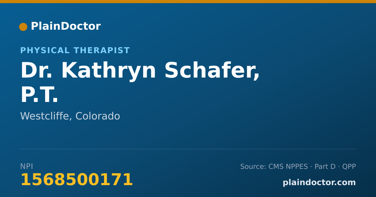 Shareable card for Kathryn Schafer, P.T. - Physical Therapist, Westcliffe, CO