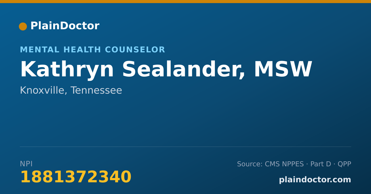 Shareable card for Kathryn Sealander, MSW - Mental Health Counselor, Knoxville, TN
