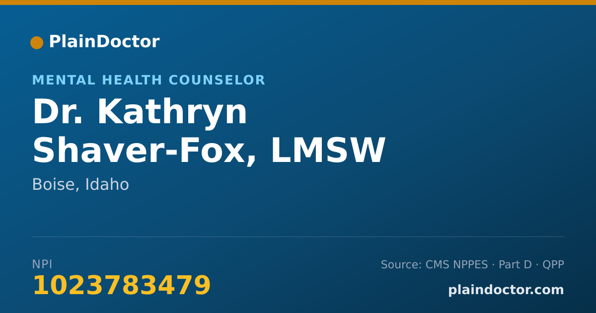 Shareable card for Kathryn Shaver-Fox, LMSW - Mental Health Counselor, Boise, ID