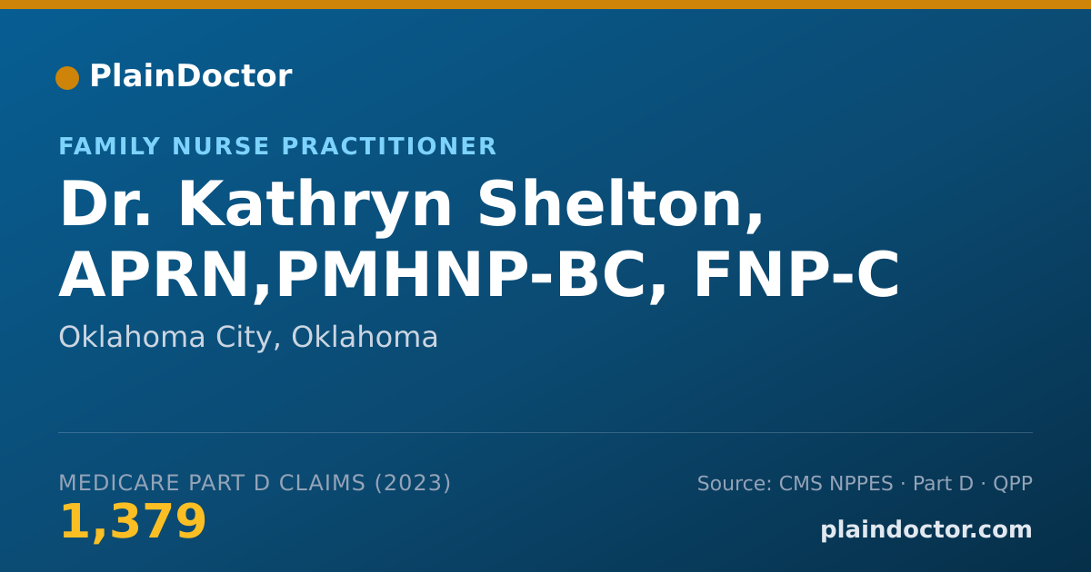 Shareable card for Kathryn Shelton, APRN,PMHNP-BC, FNP-C - Family Nurse Practitioner, Oklahoma City, OK