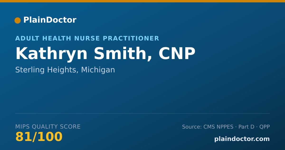 Shareable card for Kathryn Smith, CNP - Adult Health Nurse Practitioner, Sterling Heights, MI