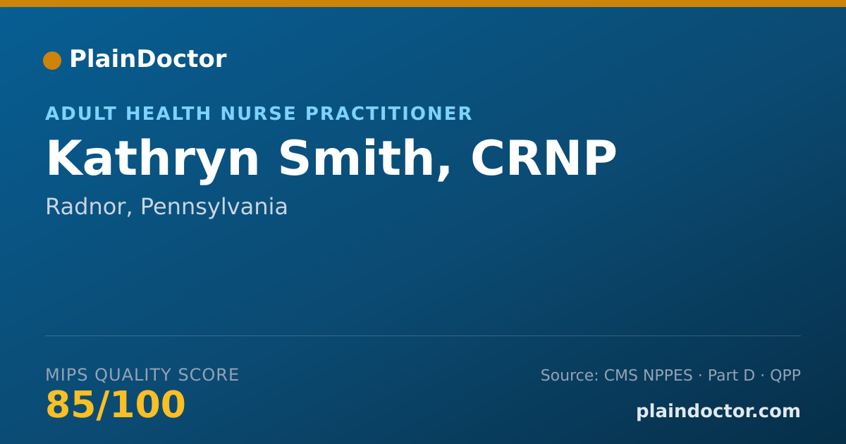 Shareable card for Kathryn Smith, CRNP - Adult Health Nurse Practitioner, Radnor, PA