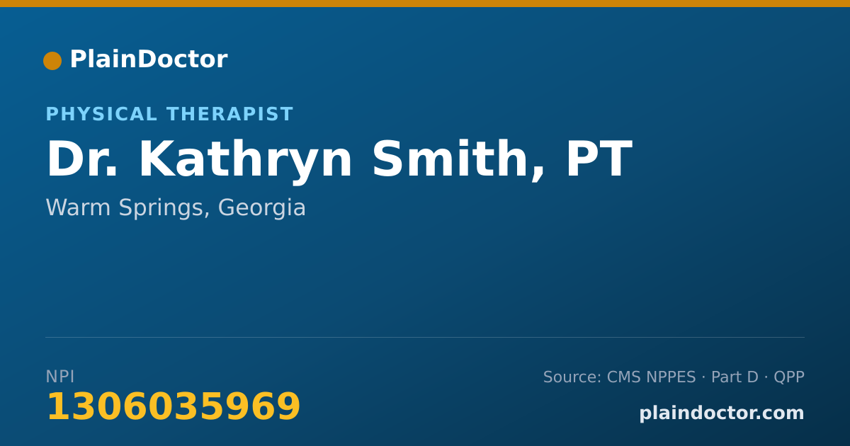 Shareable card for Kathryn Smith, PT - Physical Therapist, Warm Springs, GA