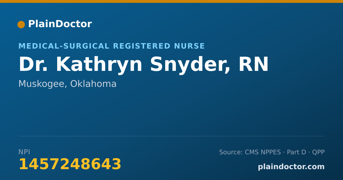Shareable card for Kathryn Snyder, RN - Medical-Surgical Registered Nurse, Muskogee, OK