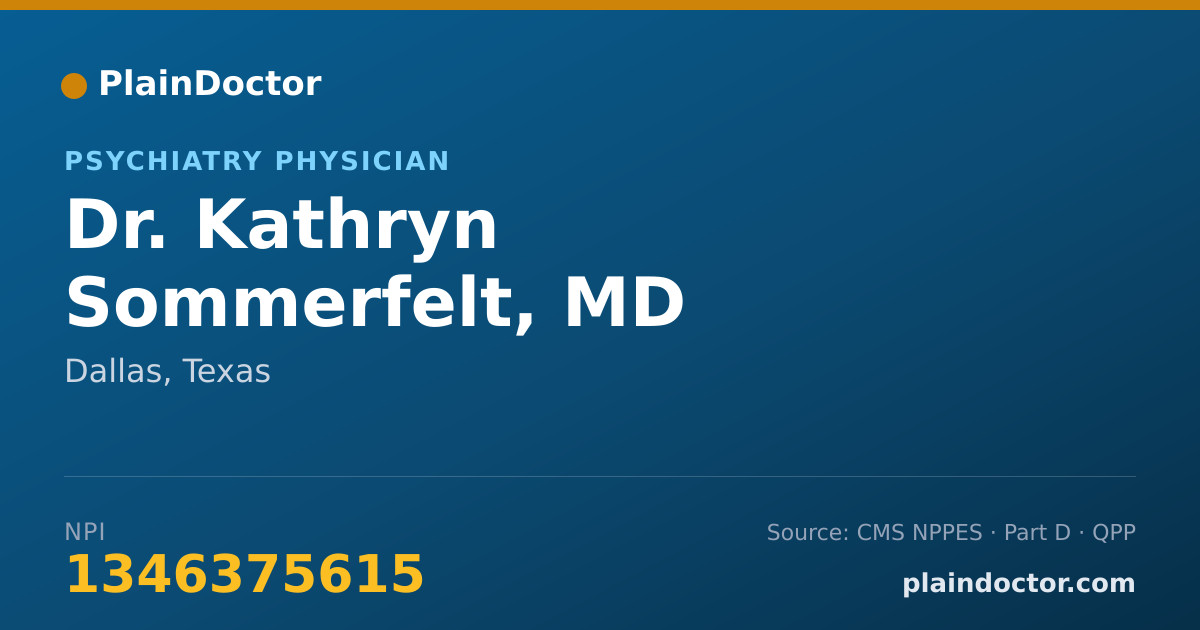 Shareable card for Kathryn Sommerfelt, MD - Psychiatry Physician, Dallas, TX