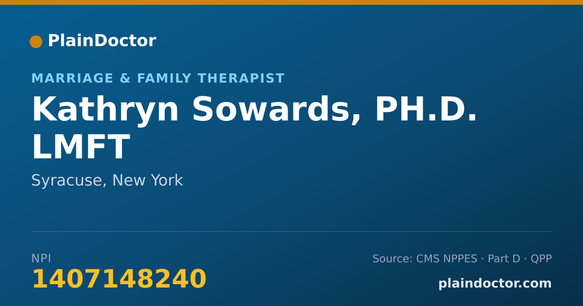 Shareable card for Kathryn Sowards, PH.D. LMFT - Marriage & Family Therapist, Syracuse, NY