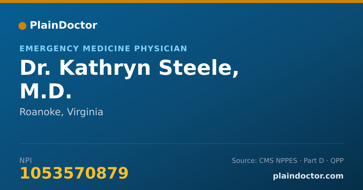Shareable card for Kathryn Steele, M.D. - Emergency Medicine Physician, Roanoke, VA