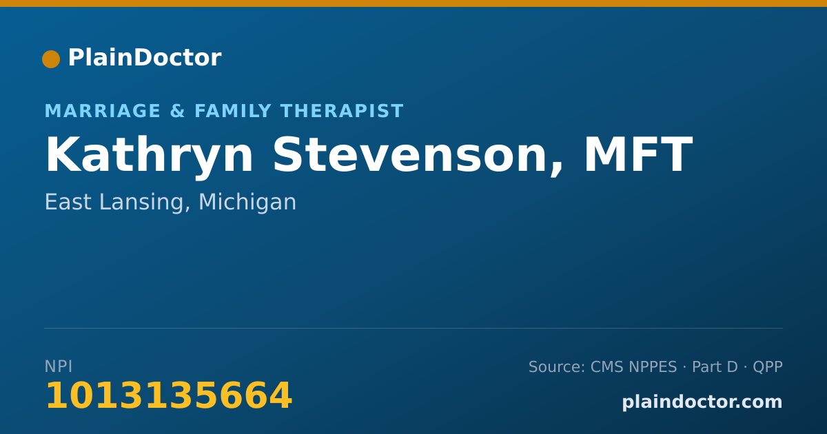 Shareable card for Kathryn Stevenson, MFT - Marriage & Family Therapist, East Lansing, MI
