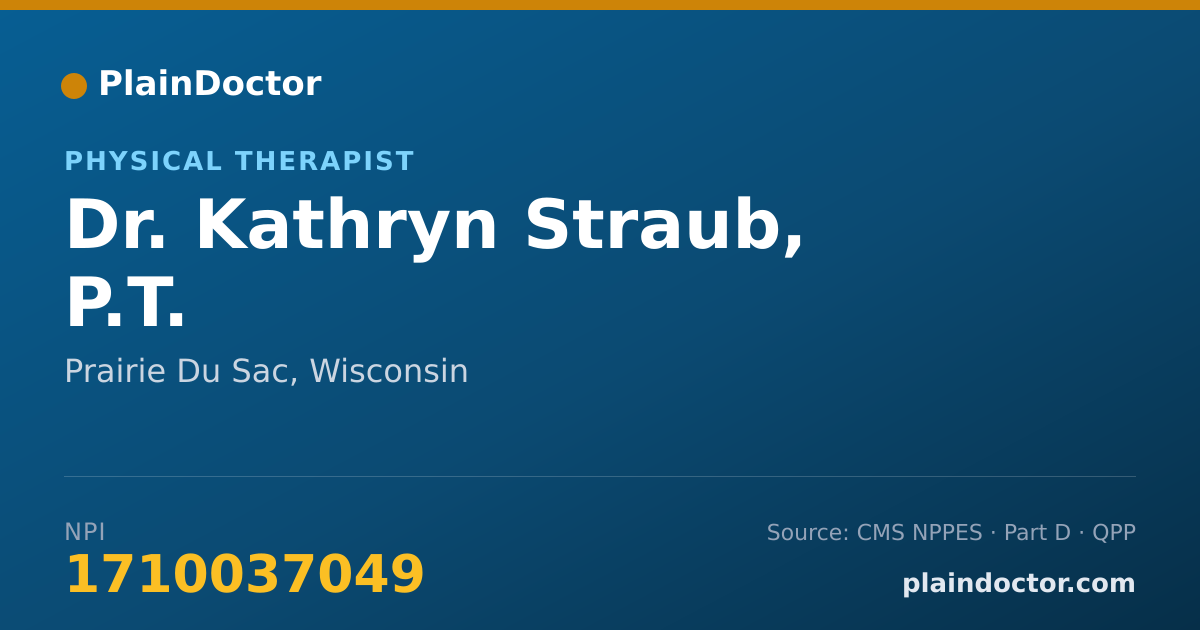 Shareable card for Kathryn Straub, P.T. - Physical Therapist, Prairie Du Sac, WI