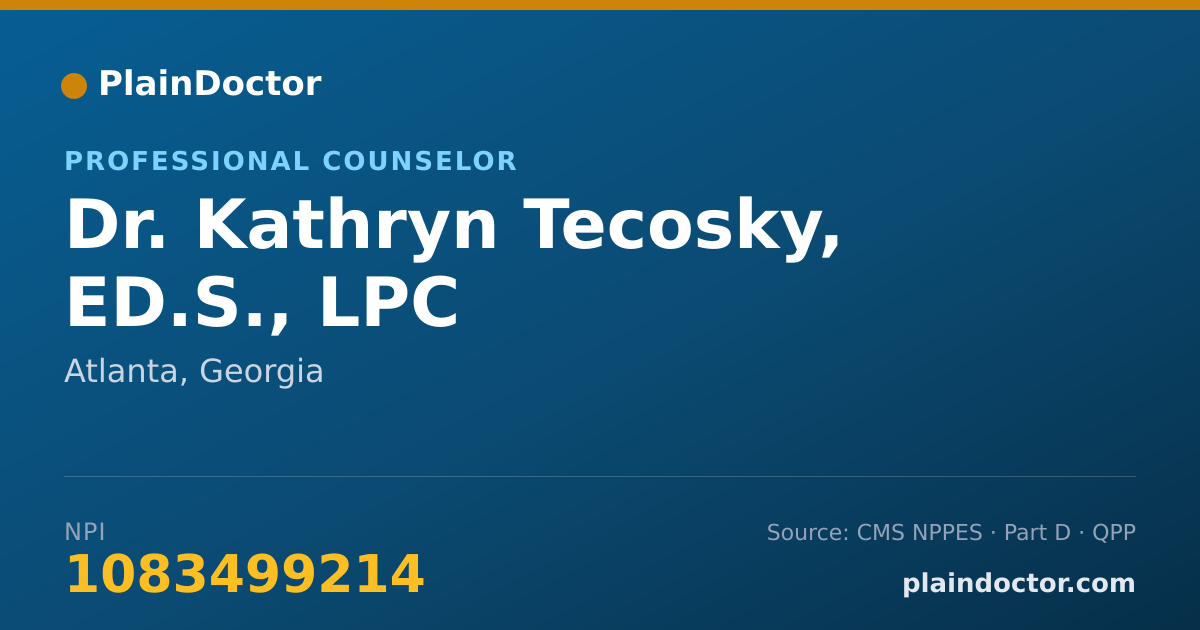 Shareable card for Kathryn Tecosky, ED.S., LPC - Professional Counselor, Atlanta, GA