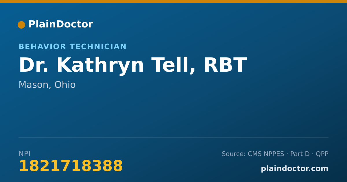 Shareable card for Kathryn Tell, RBT - Behavior Technician, Mason, OH