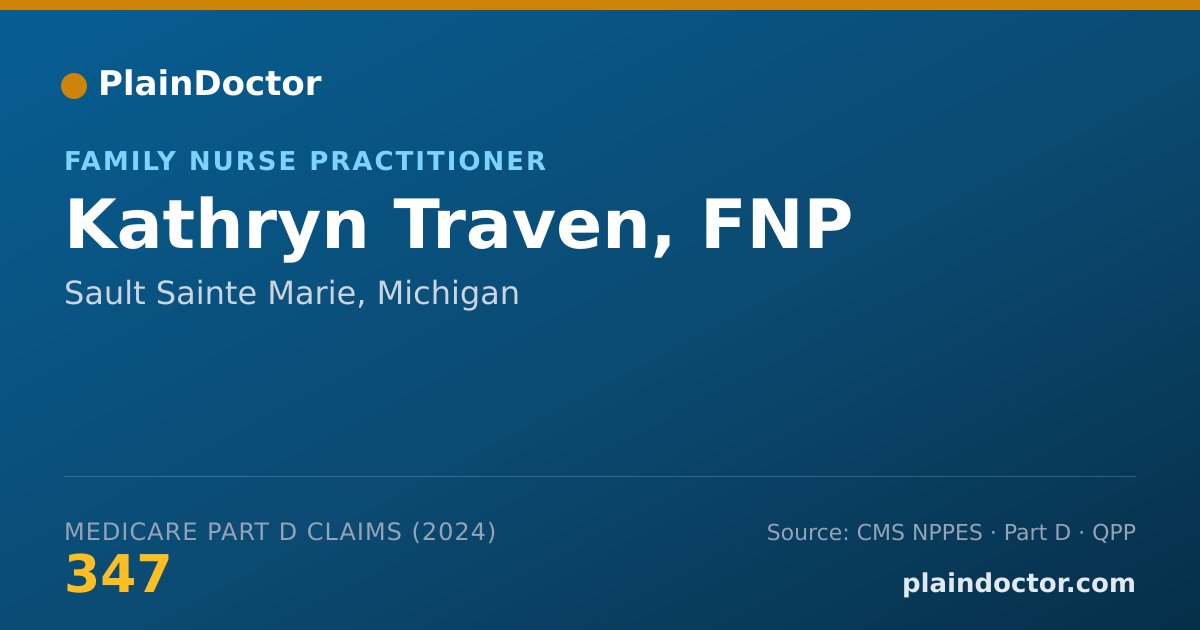 Shareable card for Kathryn Traven, FNP - Family Nurse Practitioner, Sault Sainte Marie, MI