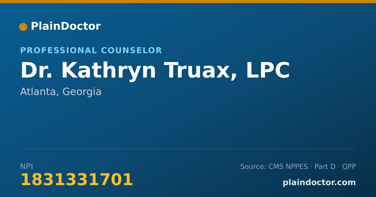Shareable card for Kathryn Truax, LPC - Professional Counselor, Atlanta, GA