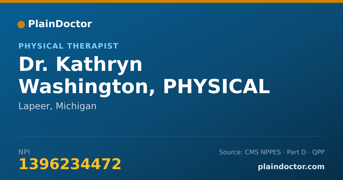 Shareable card for Kathryn Washington, PHYSICAL THERAPIST - Physical Therapist, Lapeer, MI