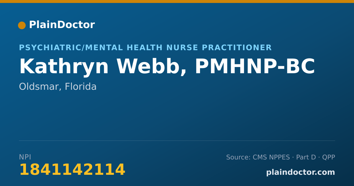 Shareable card for Kathryn Webb, PMHNP-BC - Psychiatric/Mental Health Nurse Practitioner, Oldsmar, FL