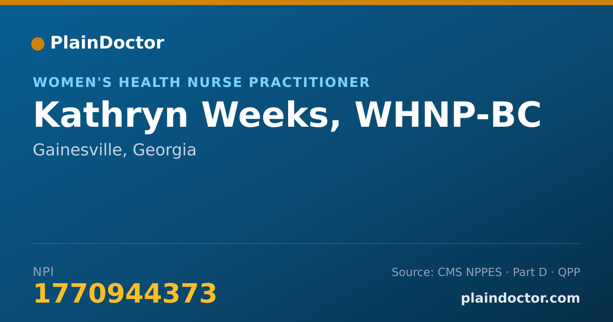 Shareable card for Kathryn Weeks, WHNP-BC - Women's Health Nurse Practitioner, Gainesville, GA