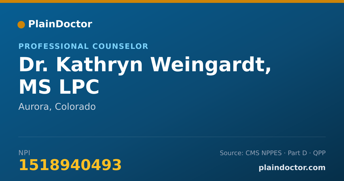Shareable card for Kathryn Weingardt, MS LPC - Professional Counselor, Aurora, CO