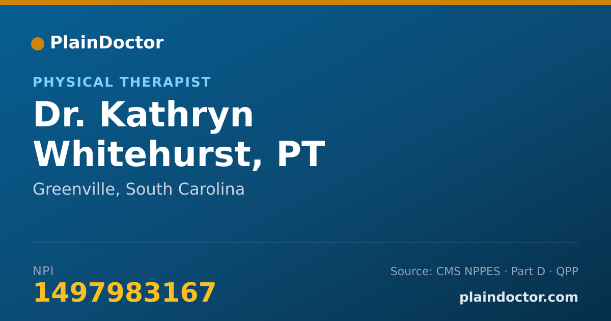 Shareable card for Kathryn Whitehurst, PT - Physical Therapist, Greenville, SC